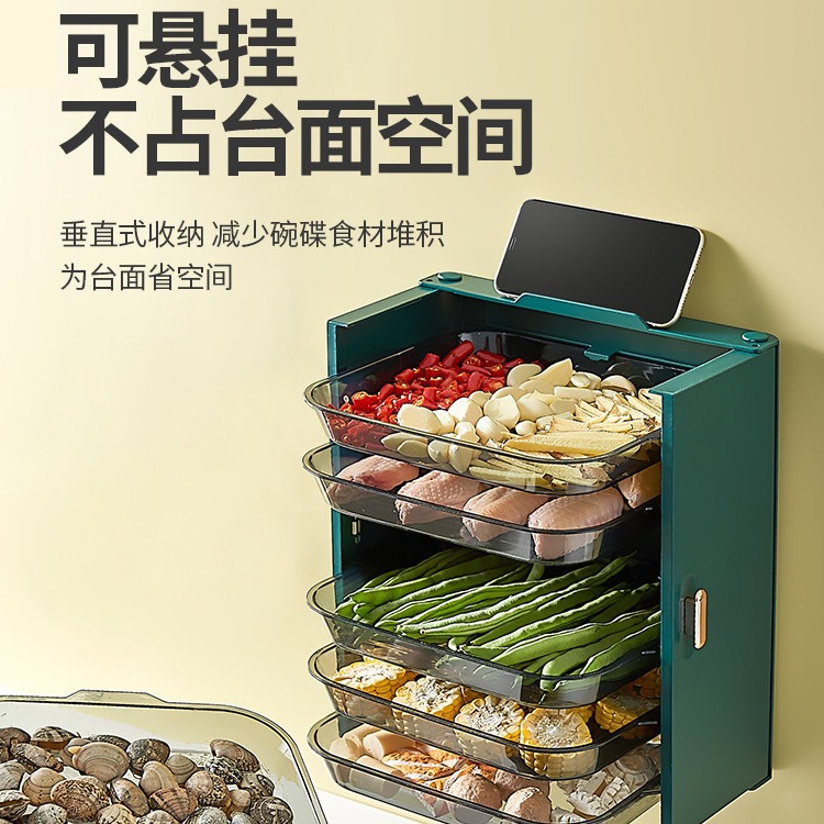 Wall-mounted dish preparation tray, portable punch-free, multi-functional side dish artifact, household hot pot tray, kitchen drain tray with compartments