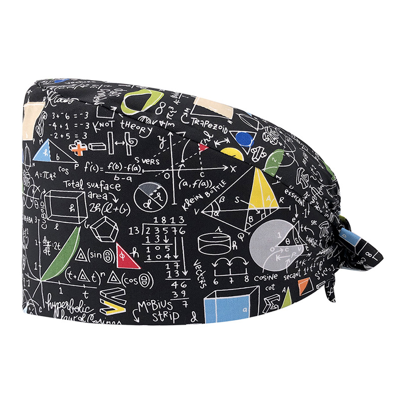 Gorro de Médico de Algodón Puro Estampado para Comercio Exterior, con Correa Ajustable con Botones, Absorbente de Sudor, Gorro de Dibujos Animados para Estudio, Gorro de Enfermera de UCI
