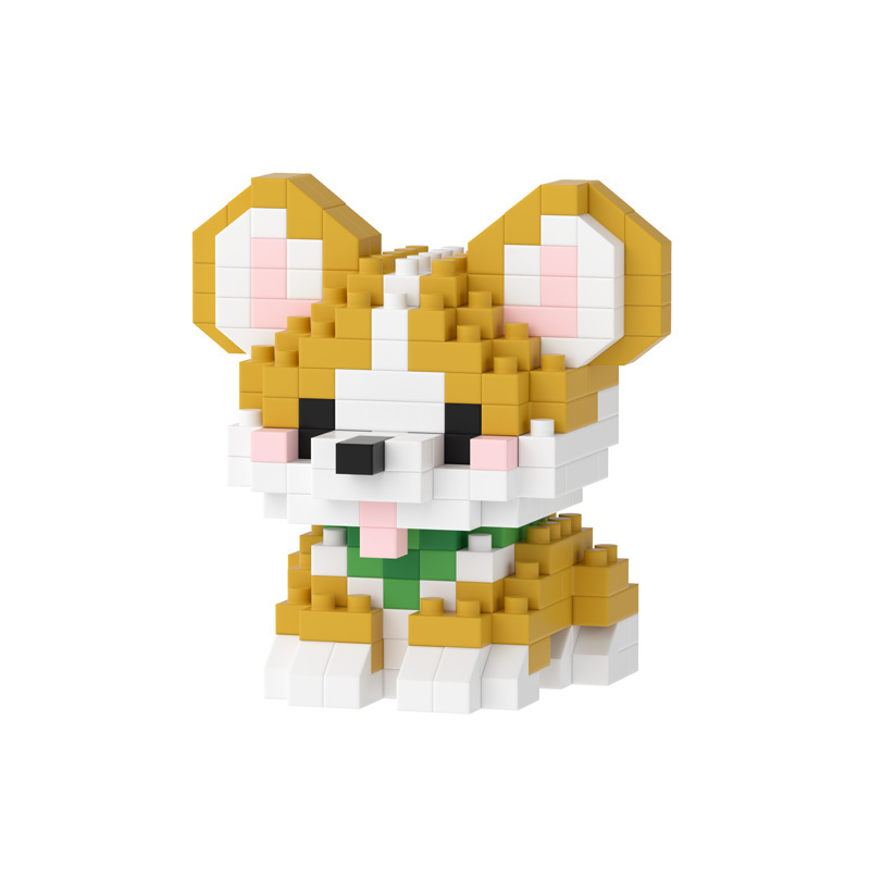 Compatible with Lego Microparticle Simulation Building Blocks Dog Cat Pet Corgi Orange Cat Husky Children's Assembled Ornaments