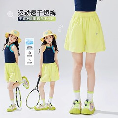 子供のズボンの女の子の夏のショートパンツ2025夏の服装の新型の大きい子供の氷の糸の速乾の運動のズボンの越境の電気商