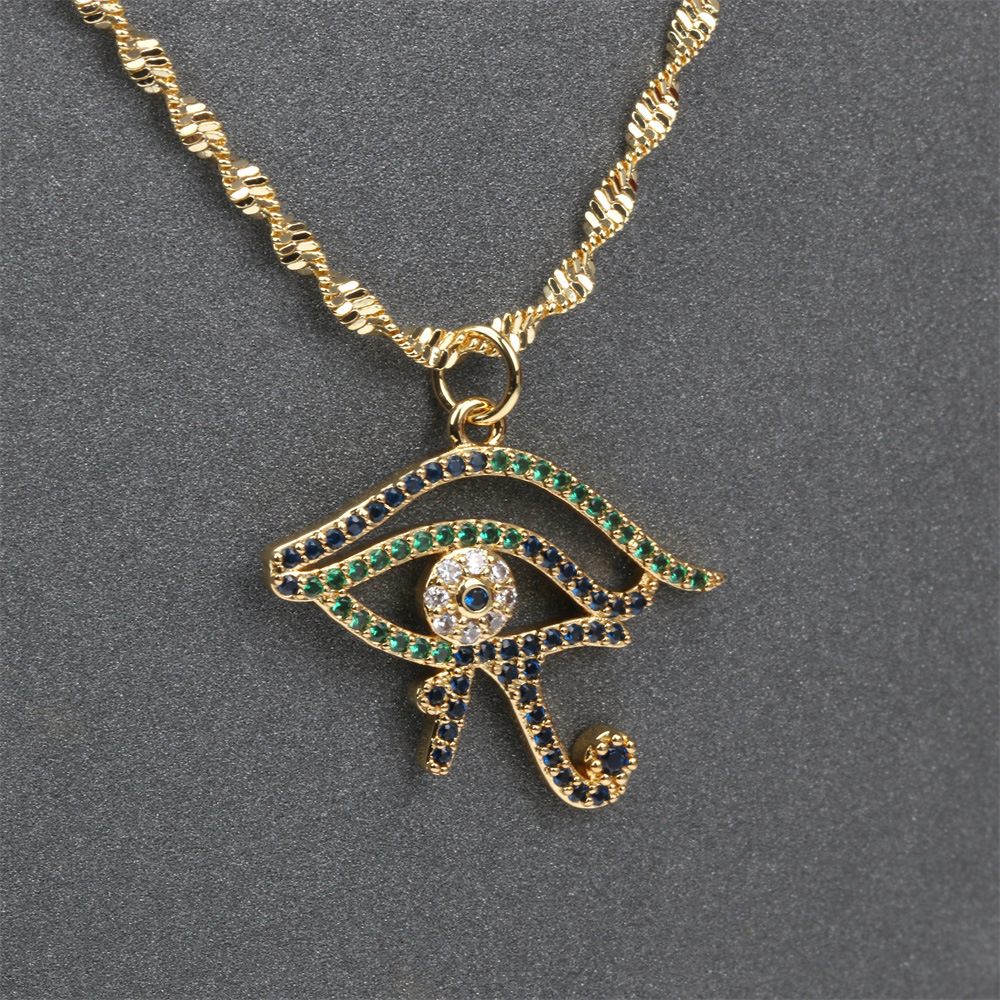 creative copper inlaid micro zircon evil eye electroplating clavicle chain