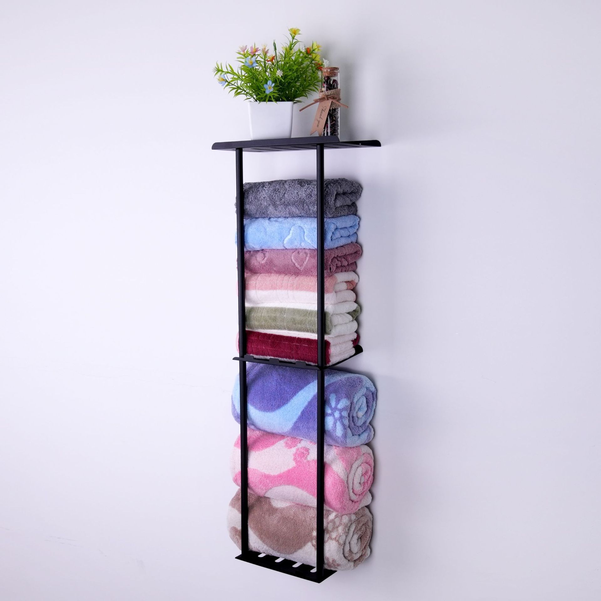 Cross-Border Bathroom Towel Rack Wall-Mounted Wall Towel Storage Rack Carbon Steel Bathroom Wall-Mounted Vertical Bath Towel Rack