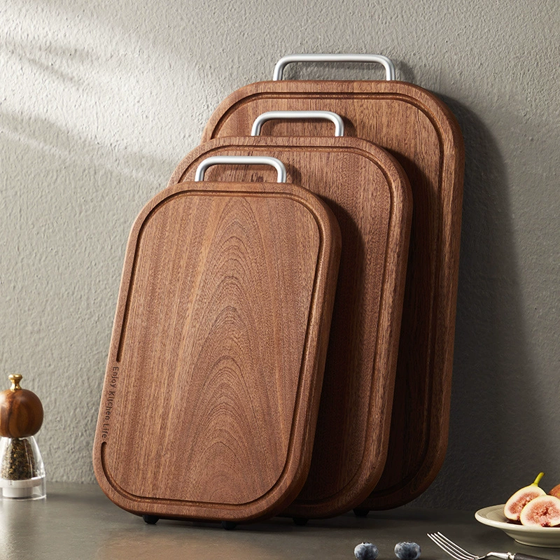 [He Bean c] Трава дерева для домашнего антибактериального противогрибного деления Фруктовая разделочная доска Двусторонняя разделочная доска черного сандалового дерева и противоскользящая доска