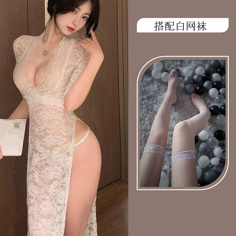 흰색 + 흰색 망사 스타킹