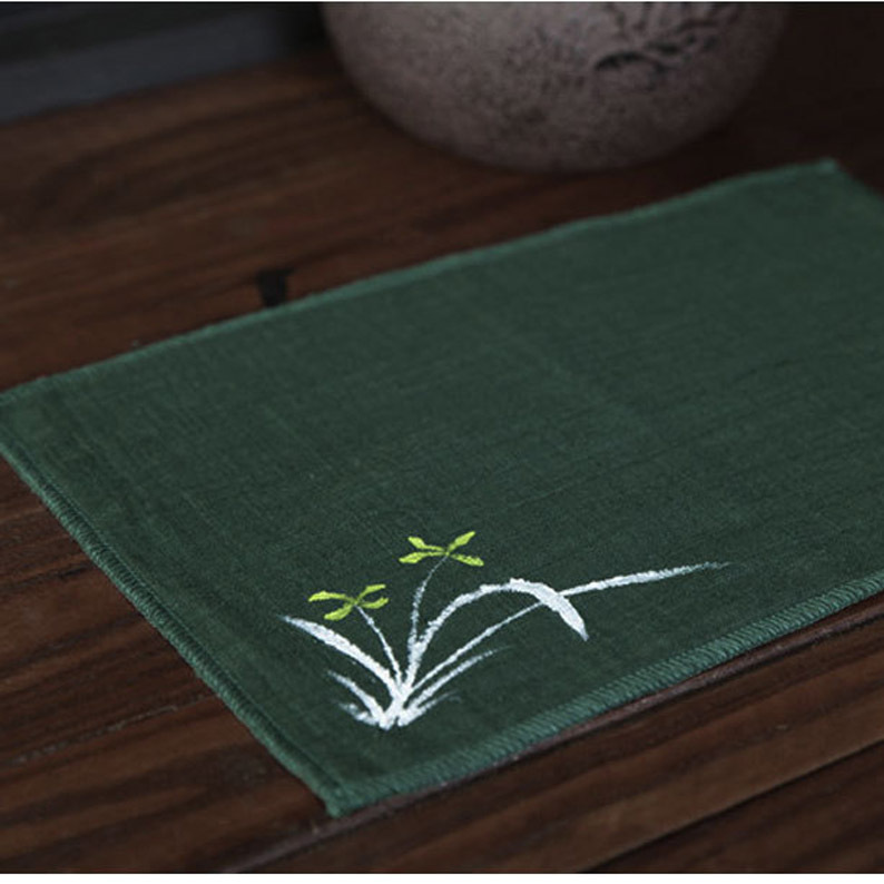 Impresión pintada a mano vintage absorbente espesado lino toalla de té paño kung fu accesorios ceremonia del té limpieza juego de té cuadrado juego de té accesorios té