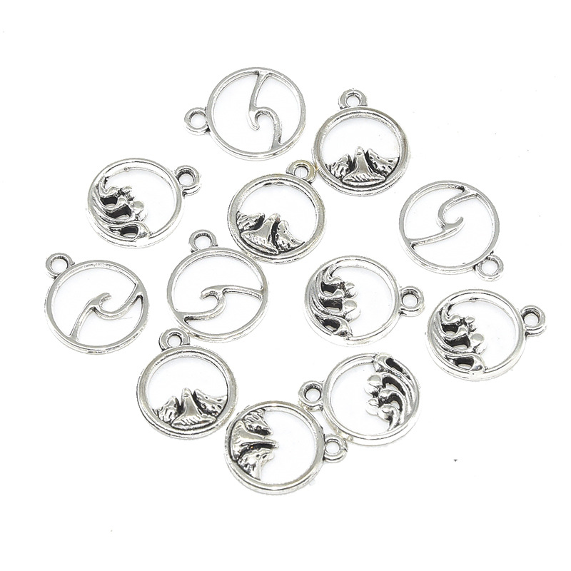 Mountain, Sea Wave Pattern 1 Piece Alloy Mountain Sea Wave Pendant DIY Jewelry Accessories