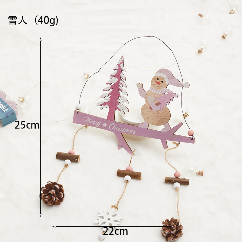 Angel rosa chica de madera Navidad colgante decoración de Navidad colgante hombre viejo muñeco de nieve decoración de alce