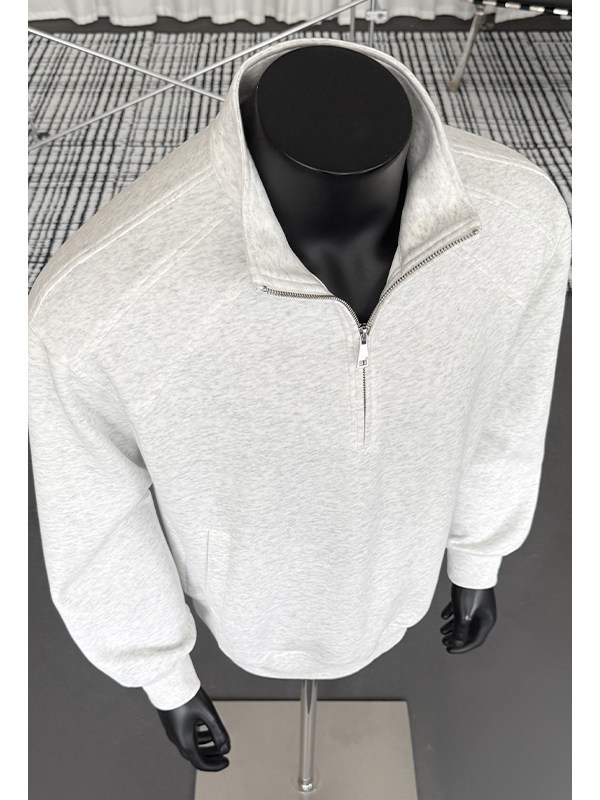 Long-sleeved American-style stand-up collar new early autumn sweatshirt for men, men's autumn jacket 2026, zippered inner layer, semi-college style top
