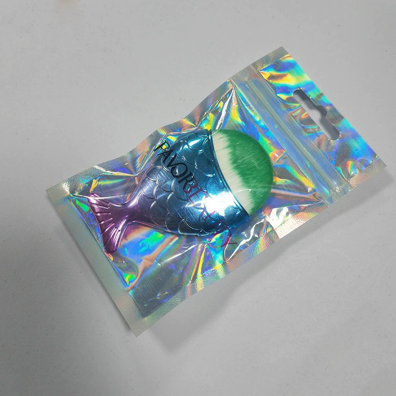 Sirena cepillo de maquillaje de manicura cepillo de polvo cepillo de limpieza cepillo de fondo tipo cola de pez pequeño graduado cepillo de blush herramientas de maquillaje