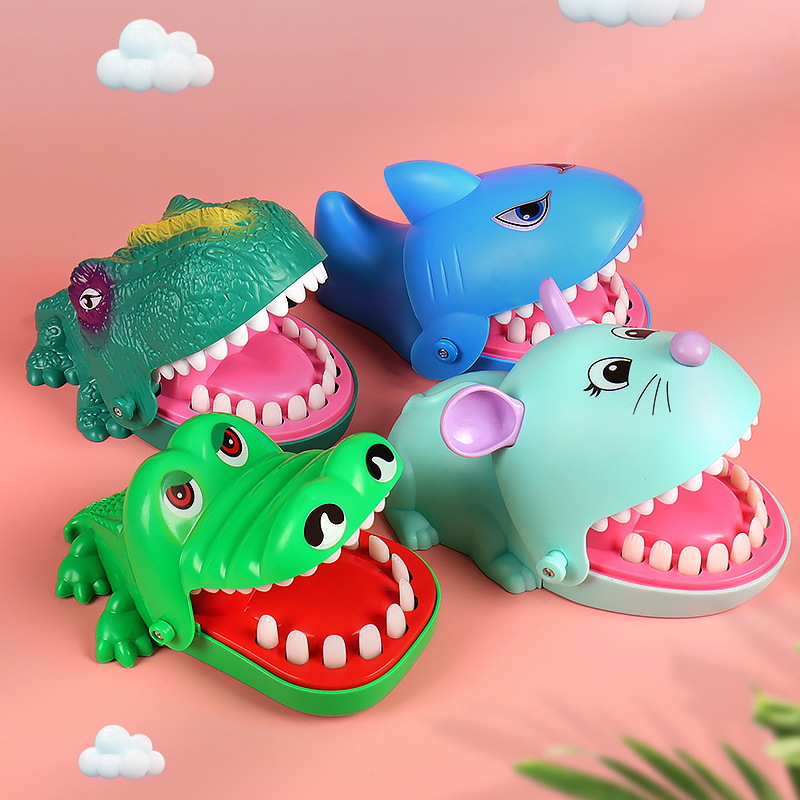 Gran sonido y la luz morder cocodrilo tiburón ratón dinosaurio dientes de los niños morder completo suave truco ventilación Juguetes
