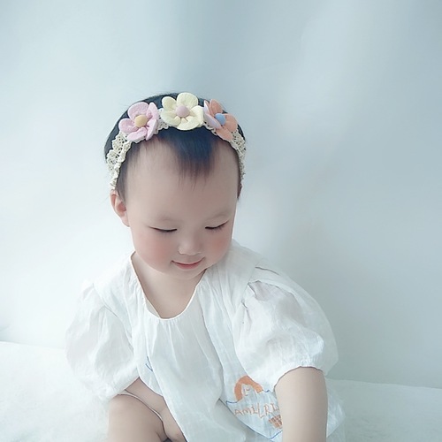 Baby headband for baby girl in summer, thin fontanelle cap, princess cute and super cute baby headband for 100-day photo shoot