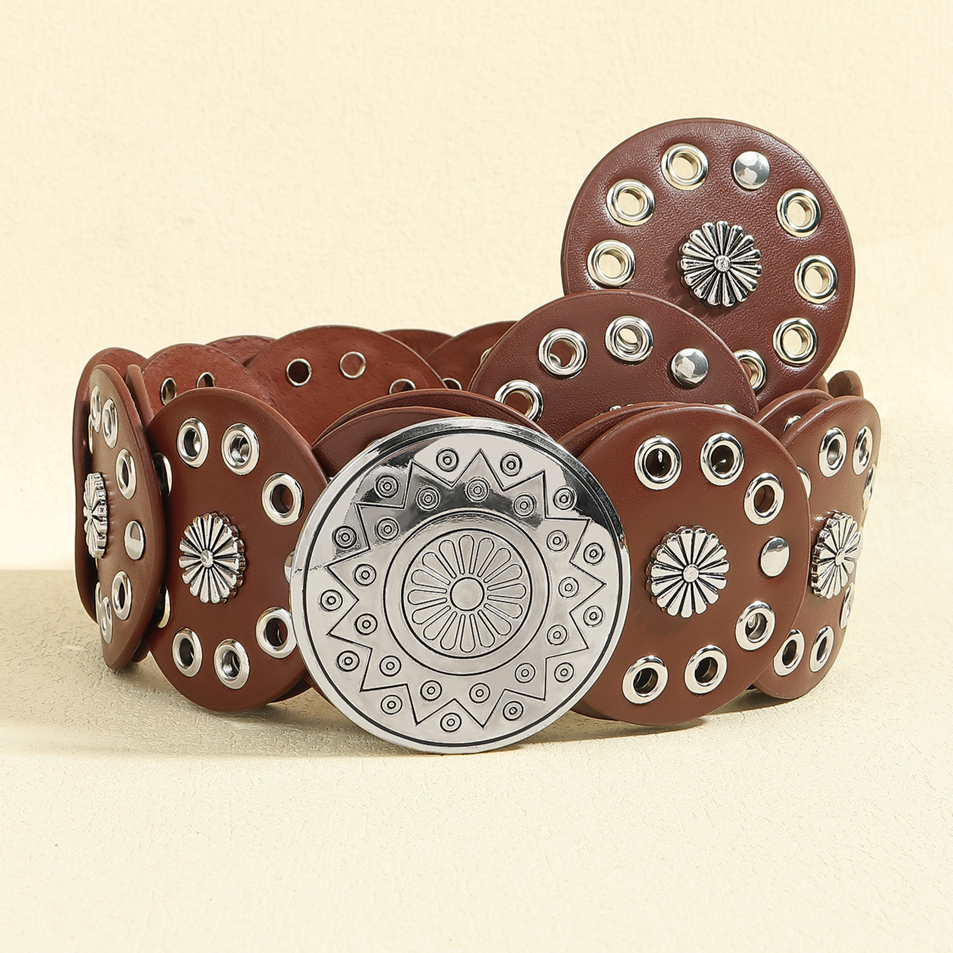 210g Weight Belt Classification 1 Piece Quantity Holiday, Banquet, Daily Occasion Pu Leather, Alloy Material Geometric Pattern Women's Gender Plating Design Retro, Vintage Style, Bohemian Style Retro Vintage Style Bohemian Geometric Pu Leather Alloy Plating Women's Leather Belts 5