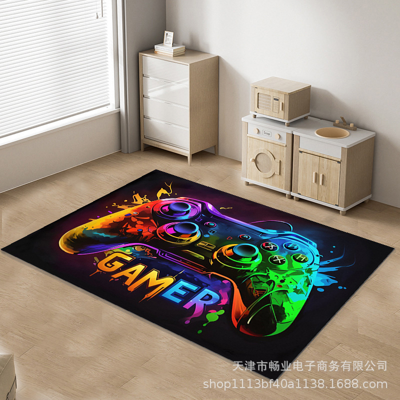 Amazon Cross-border spot consola de juegos alfombra videojuego mango alfombra de piso dormitorio de dibujos animados alfombra para niños se puede enviar