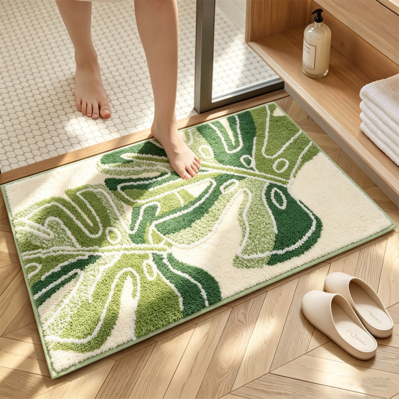 Ins light hojas de lujo planta jacquard baño alfombra antideslizante alfombra de piso absorbente alfombra de puerta alfombra de piso antideslizante alfombra de dormitorio image 27