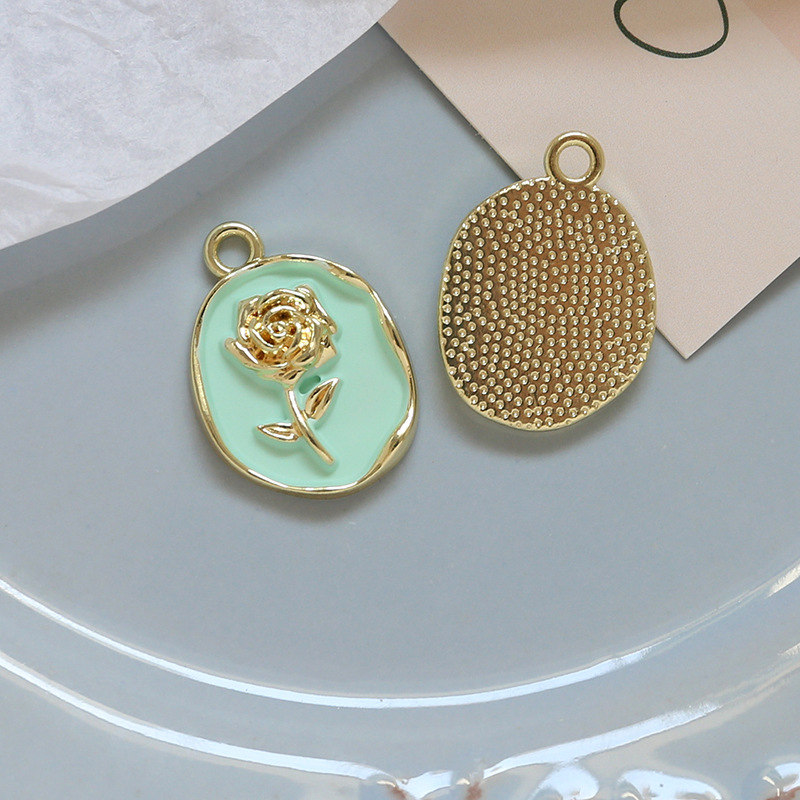 65g Weight Pearl Inlay Material Charms, Jewelry Accessories Classification 10 PCS/Package Quantity Alloy Material Rose Pattern Enamel, Inlay Design Sweet Style 10 PCS/Package Alloy Pearl Rose 10