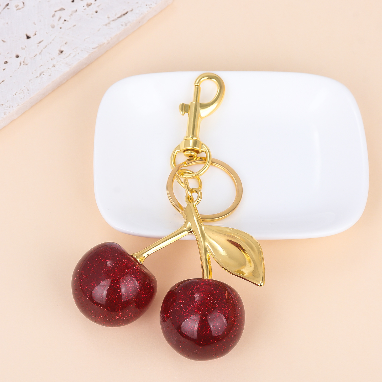 64g Weight Bag Pendant, Keychain Classification 1 Piece Quantity Holiday, Banquet, Travel Occasion Plastic, Resin Material Christmas Festival Cherry Pattern Fruit/Food, Plating Design Elegant, Hip-Hop, Simple Style Style 1 Piece Elegant Hip-Hop Simple Style Cherry Plastic Resin Fruit/Food Plating Christmas Bag Pendant Keychain 7