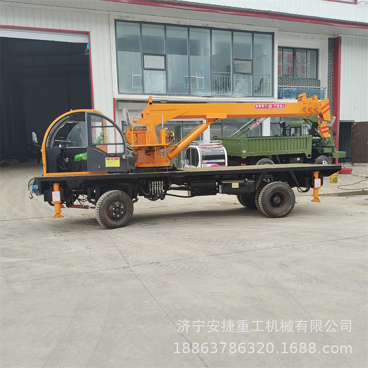 电线杆吊钻一体机 5吨四不像平板吊 山坡施工四不像随车吊