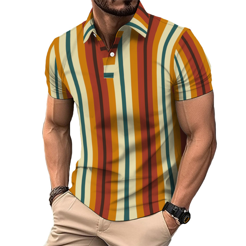 Nueva camisa de golf europea y americana transfronteriza camisa de polo con estampado de letras de manga corta color sólido gráfico 3d camisa POLO de tres botones