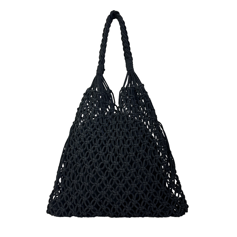 Bolsa de alta capacidad de bolsa de algodón hecha a mano cuerda agujero bolsa de vacaciones bolsa de playa bolsa de malla trenzada bolsa de paja