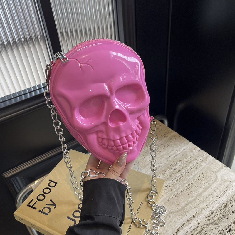 Nuova borsa da donna divertente 3D Halloween borsa personalizzata con teschio alla moda PU catena borsa a tracolla diagonale a spalla singola_voghion.com