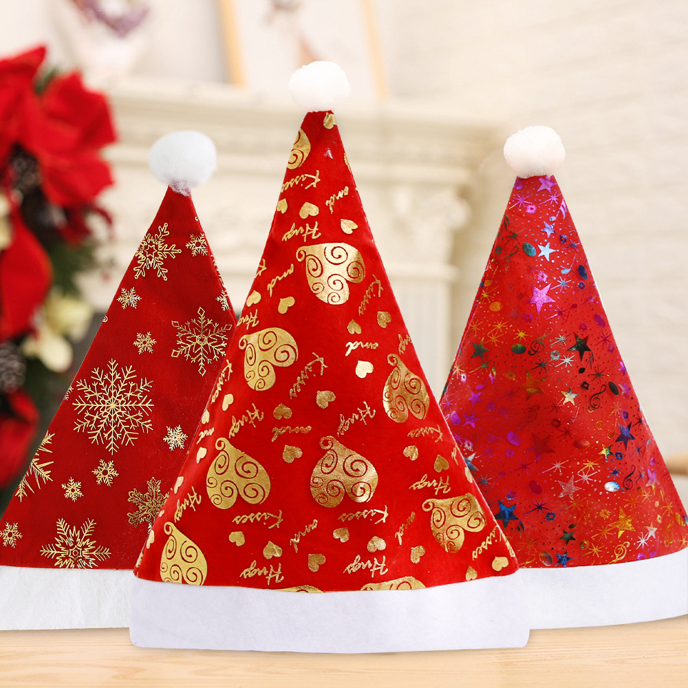 Adornos navideños sombrero de Navidad flor caliente nieve amor Borde de felpa corta sombrero de Navidad fiesta de Navidad vestido de fiesta