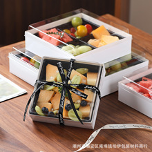 特大果切包装盒四拼水果盒子六分格草莓鲜果方形一次性九分格盒