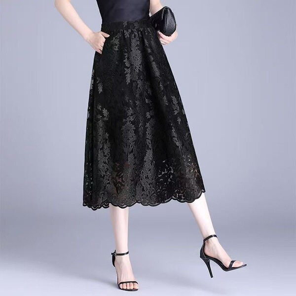 Lace summer pleated skirt