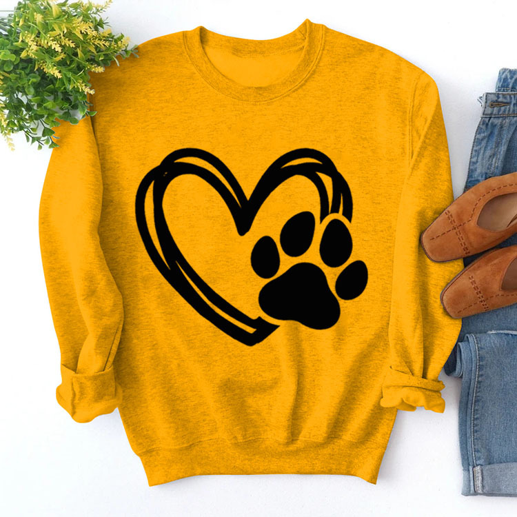 Amazon estación independiente en stock jersey de cuello redondo simple superior manga larga impresa suéter suelto transfronterizo Comercio exterior al por mayor