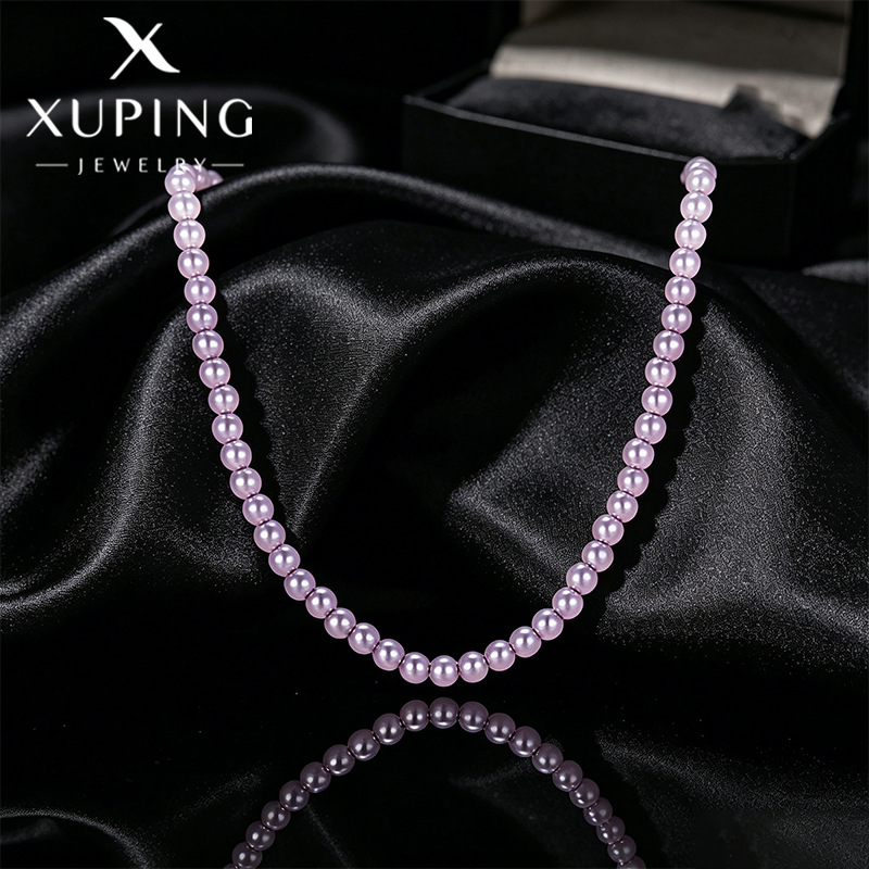 Xuping estilo francés temperamento elegante imitación de collar de perlas moda simple temperamento dulce viento collar de cuentas púrpura al por mayor