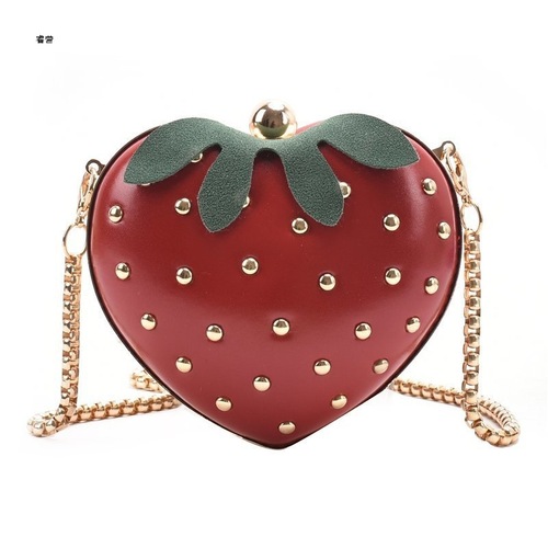Internet celebrity small strawberry heart-shaped chain bag  cute and stylish cross-body girl ins Internet celebrity mini coin purse