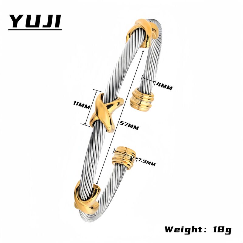 European and American ins trend titanium steel personality twist steel wire 4MM open X Joker bracelet stainless steel wholesale women