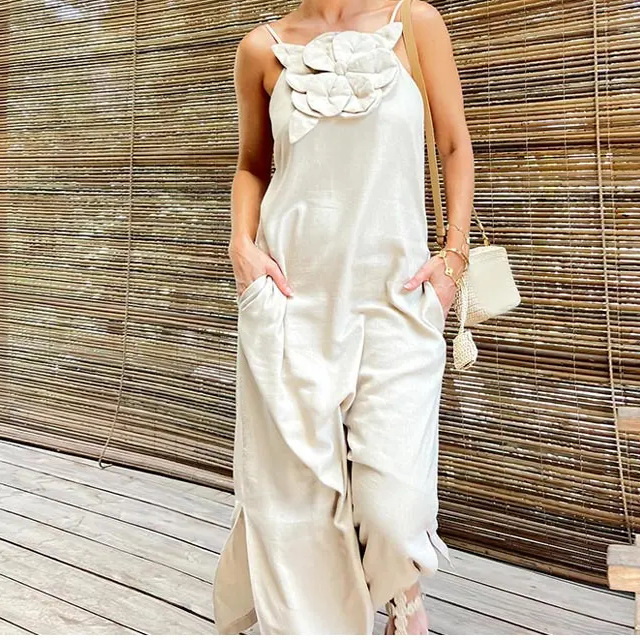 Women's Strap Dress Streetwear Strap Sleeveless Solid Color Flower Maxi Long Dress Holiday Daily display picture 2