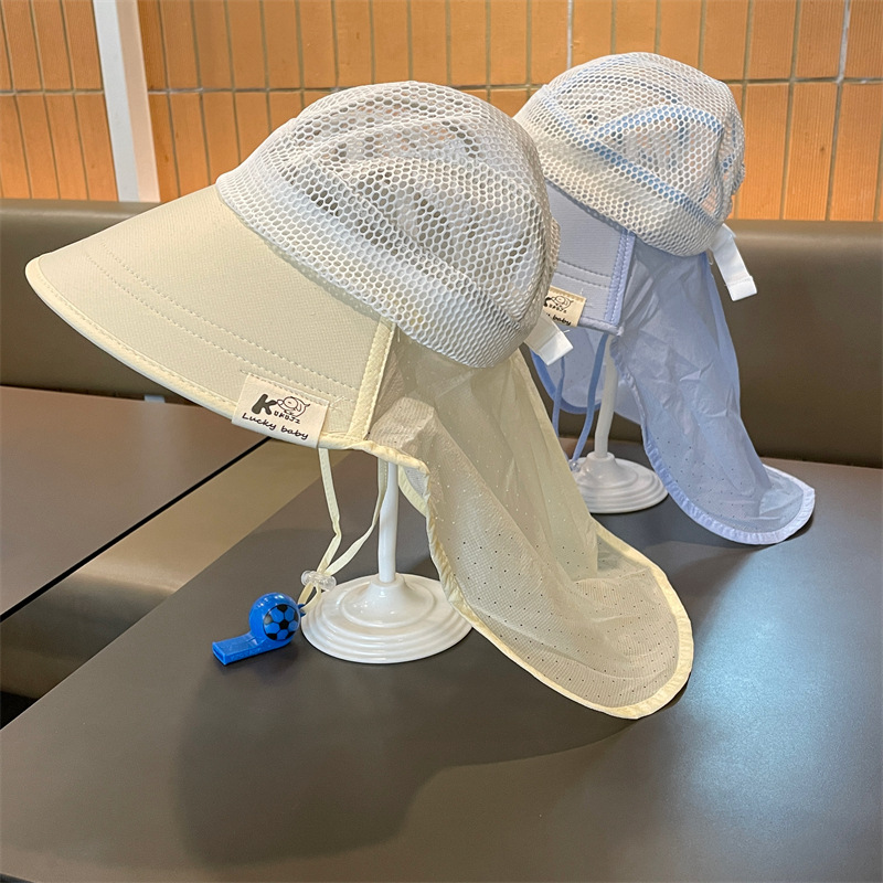 Sombrero para niños Sombrero de protección solar transpirable de malla fina de verano para niños y niñas Sombrero para el sol de viaje para bebés Gorro para el sol de cuello