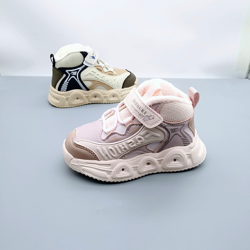 Nuevos zapatos de cuero de algodón con lámpara para niños, zapatos para padres, zapatos deportivos para niños, zapatos de skate de invierno para niños 2025