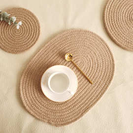 现代简约麻绳餐垫亚麻茶杯垫隔热垫加厚圆形锅碗垫日用棉麻餐垫