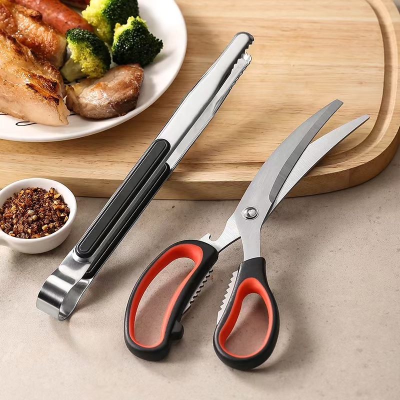 In-Stock Korean-Style Stainless Steel Chicken Bone Scissors Multifunctional Kitchen Household Scissors Chicken Claw Chicken Bone Scissors Barbecue Restaurant Special Scissors