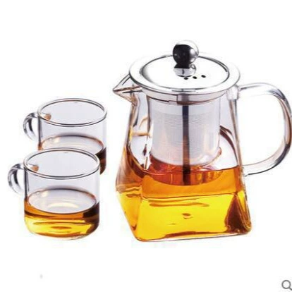 Glass tea, square capacious teapot, increased thickness
