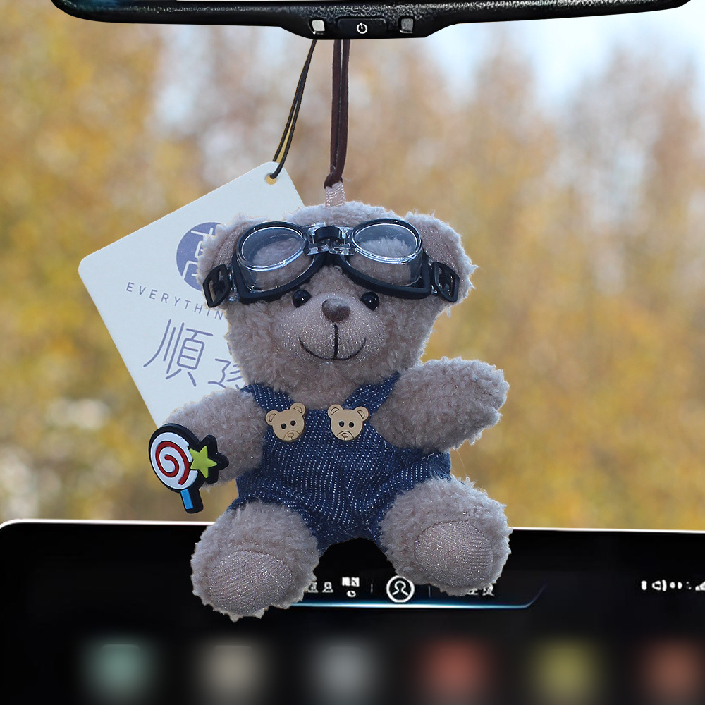 Pequeño oso de peluche colgante de automóviles colgante de automóviles colgante de automóviles espejo retrovisor colgante de automóviles adornos perfumados joyas mujeres