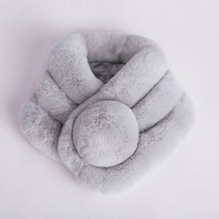 Real Rex Rabbit Fur Scarf Winter Warm Versatile Three-Tube Large Ball Fur Neck Warmer Thickened Shawl for Men and Women