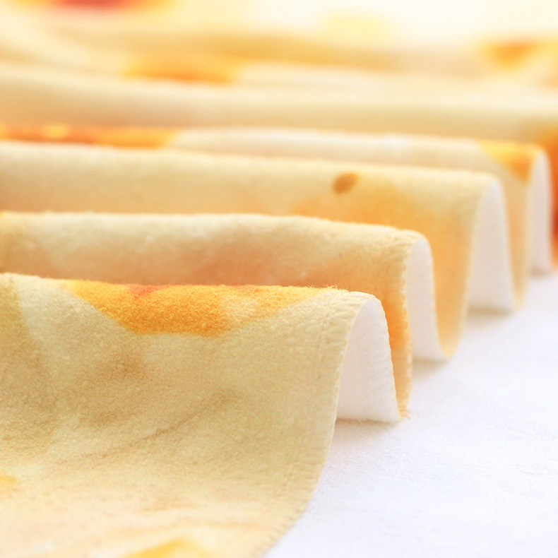 创意印花披萨双面绒超细纤维速干游泳吸水成人儿童沙滩毛巾浴巾