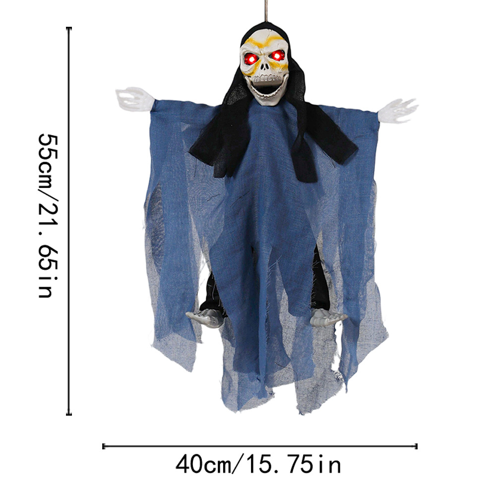 Decoración de Halloween, fantasma colgante, control de voz, fantasma luminoso eléctrico, llamada fantasma, acción a gran escala, sala secreta de fantasmas, decoración de fiesta, accesorios
