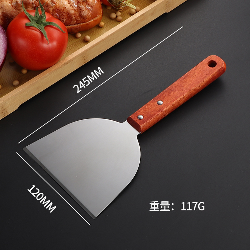 木柄不锈钢清洁工具铲隔热隔烫锅底清洁铲铁板烧冷面铲刀肠粉刮板|undefined