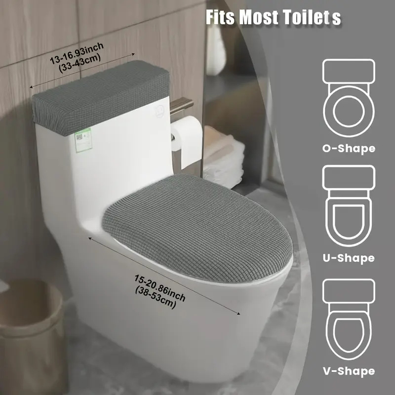 Verdickte Toilettensitzbezug aus Maisseide mit Jacquardmuster, Wassertankabdeckung, Hotel- und Hausbedarf, universelle elastische Toilettendeckelbezug
