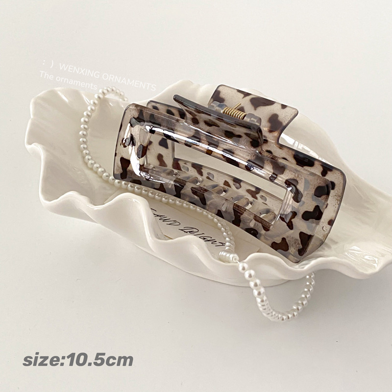 Cruzando la frontera 10,5 cm cuadrado gran clip de agarre fruta floral elegante en la parte posterior de la cabeza horquilla de la placa horquilla de tiburón tocado de agarre para el cabello