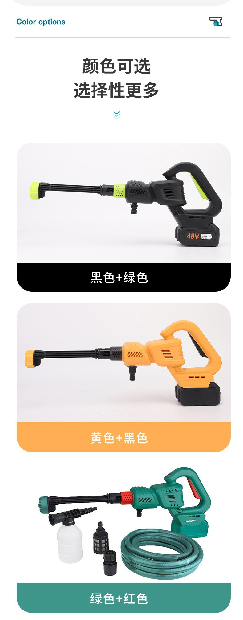 Rechargeable High-Pressure Car Wash Water Gun, Wireless Portable Car Washer with Foam Pot, Garden Washing and Watering Tool Wholesale