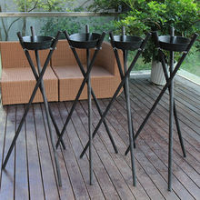 黑色支架花篮架子花开张花架三脚架三角架店实木插花开业包邮布带