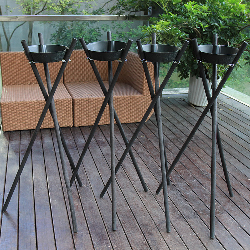 黑色支架花篮架子花开张花架三脚架三角架店实木插花开业包邮布带