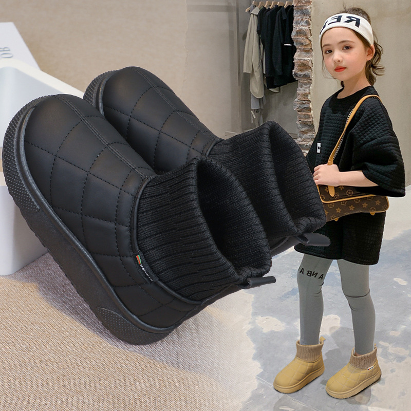 Zapatos de algodón para niños 2024 nuevo invierno para niñas botas de nieve más gruesas botas de algodón caliente para niños botas cortas para niños