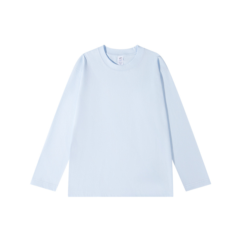 230 gramos de camiseta de manga larga, ropa de algodón personalizada, logotipo de impresión personalizado, camiseta de publicidad de cuello redondo