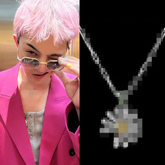 gd ジョングリョンと同じスタイルのデイジーとひまわりのフルダイヤモンドネックレス、カップル、男性、女性向け、韓国版、クロスボーダーライトラグジュアリーロック、中国のバレンタインデーギフト